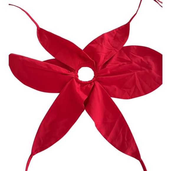 Flower five petal top adjustable straps tie back carnelian red one size - Picture 2 of 7